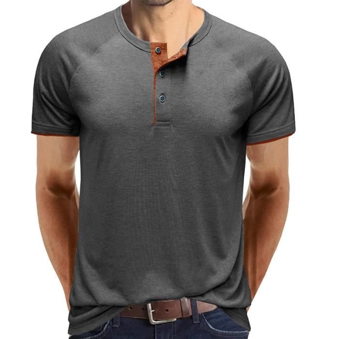 T-shirt Manches 3/4 Homme Décontracté Dégradé De Couleur - Confortable Et Ample