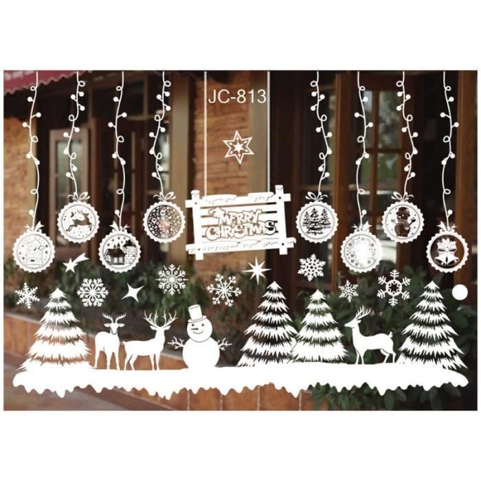Sticker Mural Noël Amovible Joyeux Noël - Déco Festive Pour Chambre, Salon, Vitre | Autocollant PVC 45x60 Cm | Facile à Poser Et Retirer