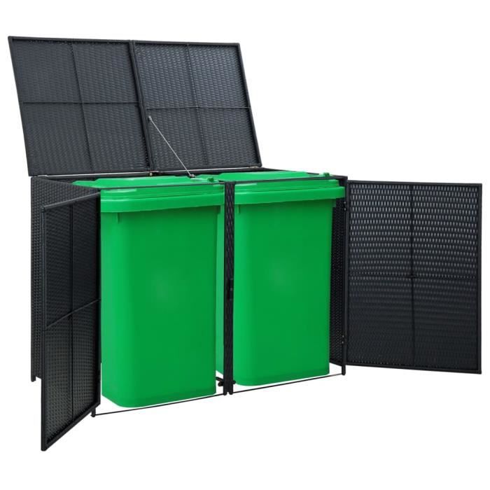 ABRI DE JARDIN - CHALET - Abri de poubelle simple Anthracite 76x78x120 cm Résine tressée - YW