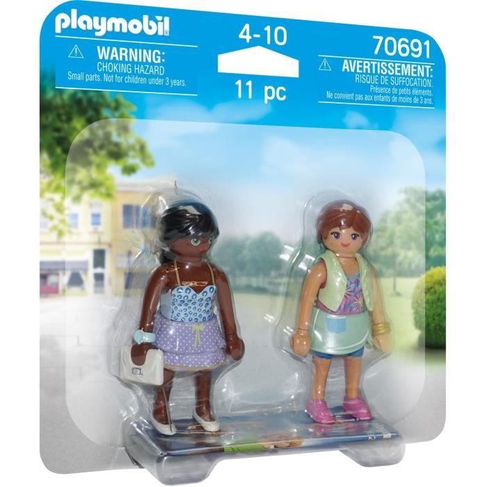 Figurine miniature - PLAYMOBIL - Duo-Pack Shopping-Girls - Accessoires inclus