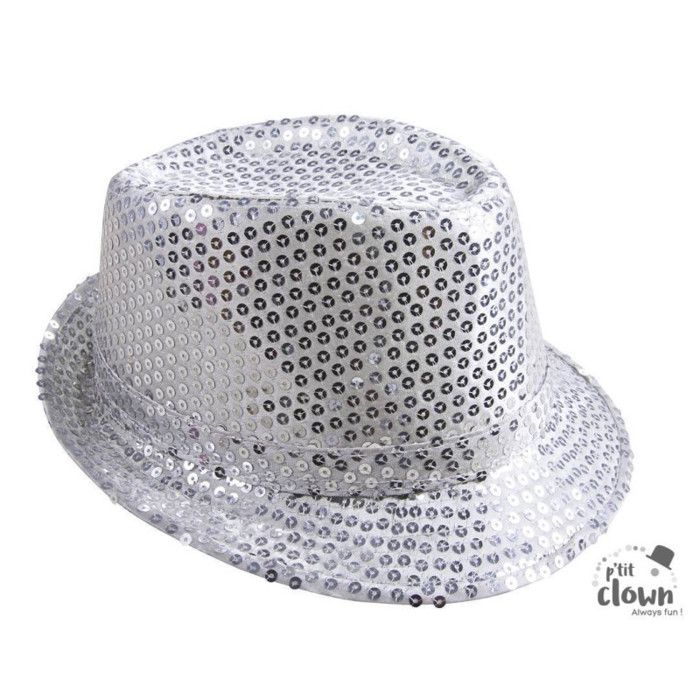 Chapeau tissu sequins borsalino argent Chapeau tissu sequins borsalino argent
