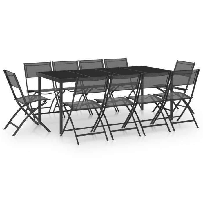 Mobilier de jardin en Acier, Ensemble de salle à manger d'extérieur 10