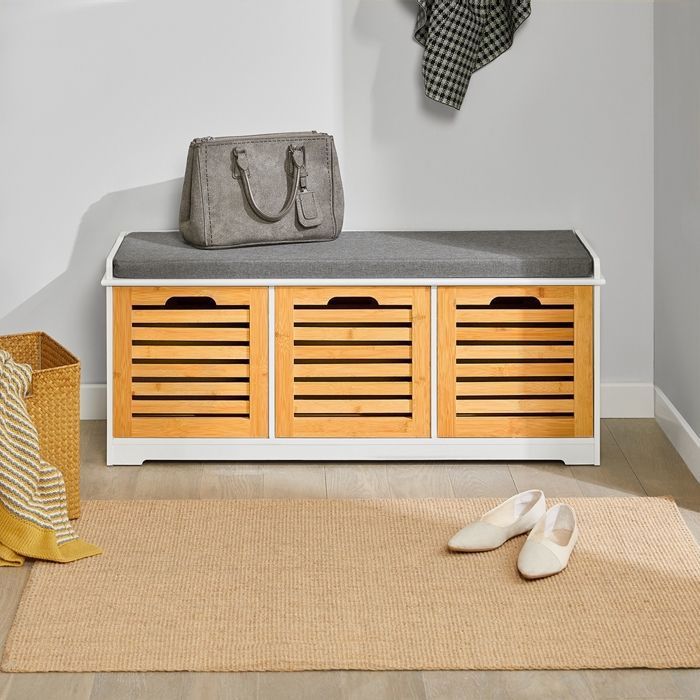 Sobuy Fsr23 Wn Banc De Rangement Avec Coussin Et 3 Cubes Meuble D
