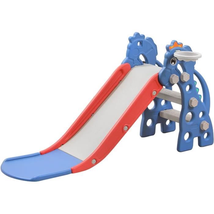 Toboggan Pour Enfants 4-en-1, Toboggan Pour Tout-petits Avec Panier De Basket Et Structure Escalade Jaune 70x177x92 Cm 97506264