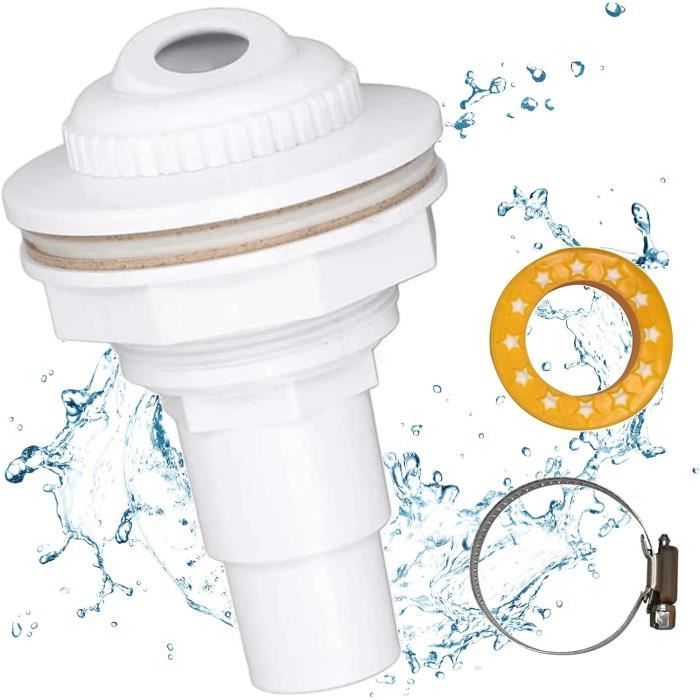 Amapool Buse D'Écoulement Piscine 14cm - Buse Entrée Eau Réglable 32/38mm Avec Embout Tuyau
