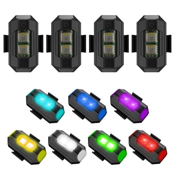 Éclairage Vélo LED Étanche Lumières Pour Moto, Drone, Cyclette, Avion Télécommandé Rechargeable USB 7 Couleurs Idée Cadeau- 4 PCS