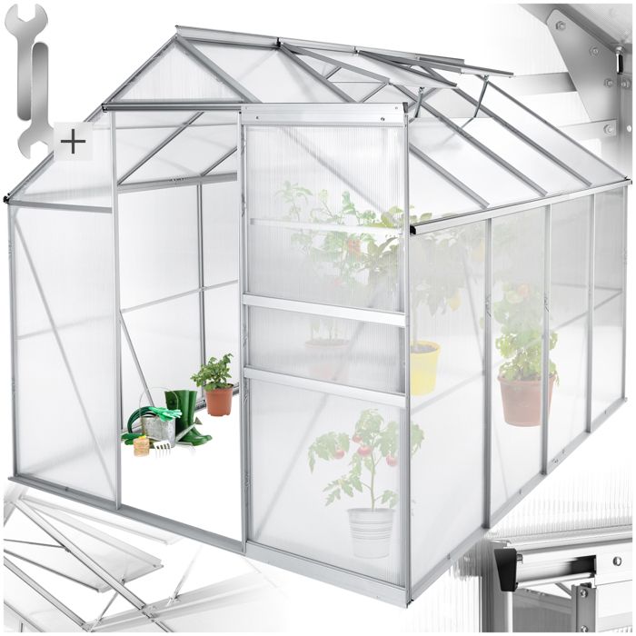 TECTAKE Serre de Jardin Polycarbonate 4,41 m² + 2 Lucarnes