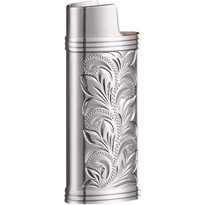 Étui à Briquet Métal Rétro Avec Chaîne - Mini Protection 6x2.4 Cm, Alliage Zinc, Argent/or/gris/noir/bronze