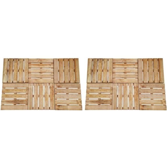 vidaxl dalles de terrasse 12 pcs 50x50 cm bois marron cdiscount jardin