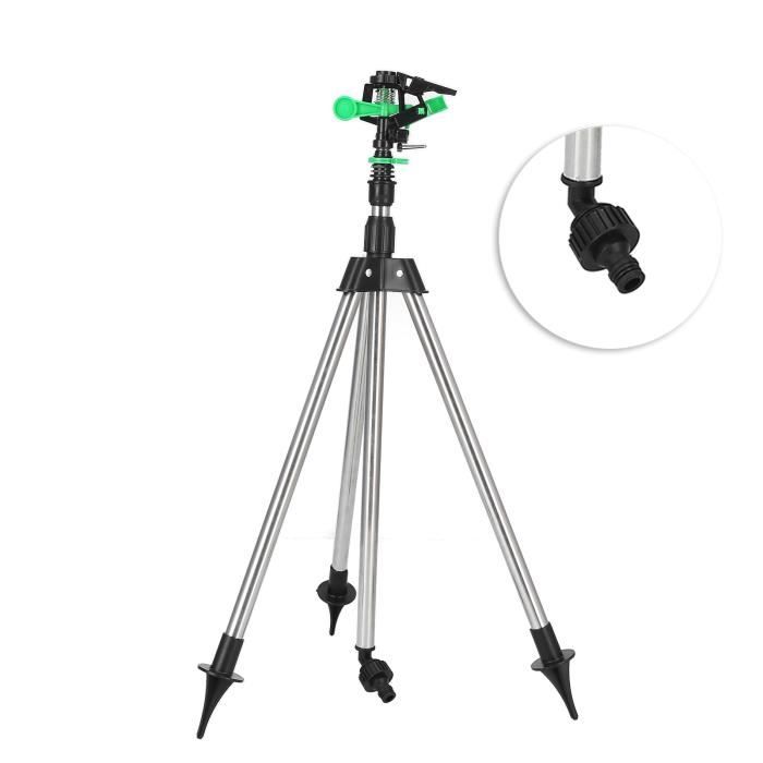 Arroseur Rotatif De Jardin Sur Trépied Réglable - Couverture 360°, Portée 6-12 M, Hauteur 56-89 Cm - Acier Et Plastique