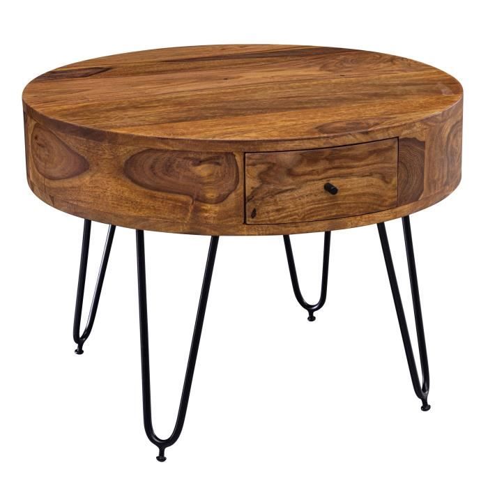 wohnling table basse en bois massif 60 cm table basse ronde canapé table étagère de table