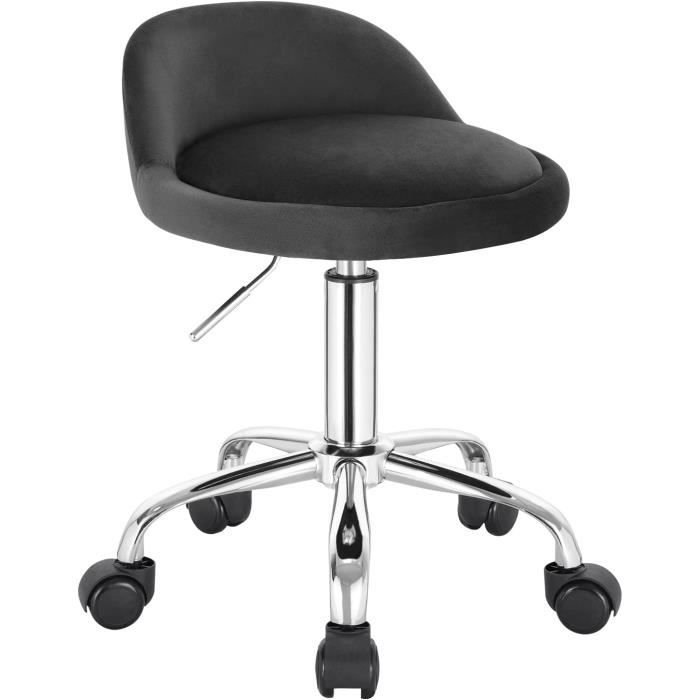 woltu tabouret de bureau avec dossier, chaise d'ordinateur à roulettes, réglable en hauteur 43-54,5cm, gris foncé bs127dgr