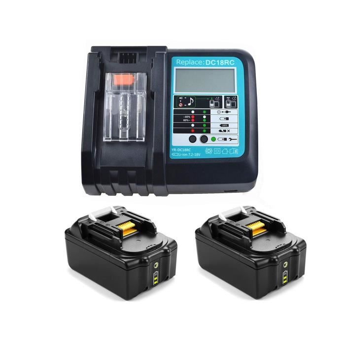 2× Batterie 18V 5500mAh + Chargeur Pour Makita BL1850 BL1860 – Indicateur LED, Longue Autonomie