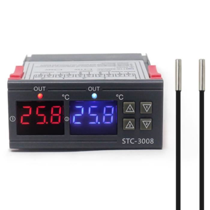 Contrôleur De Température Numérique STC-3008 Double Sonde - Plage -55°C à +110°C, 12V - 13