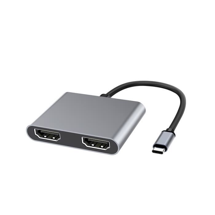 Adaptateur USB-C Vers Double HDMI 4K 60Hz - Pour 2 écrans, Compatible PC/Mac