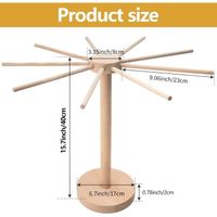 Fyeme Séchoir à Pâtes Rotatif En Bois 9 Bras Amovibles - Pliable Réutilisable Pour Pâtes Fraîches Italiennes Chinoises