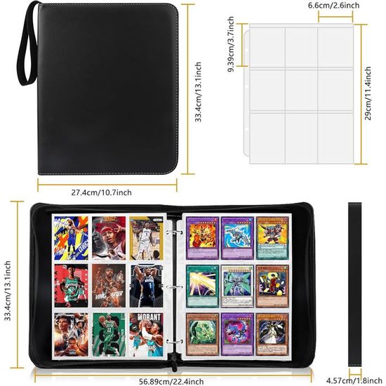 Album pour cartes à collectionner, 50 pages Livre de 900 cartes, Porte-cartes, Cahier à Collectionner Noir