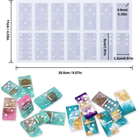 Moule à Domino En Silicone Holographique – Pour Résine époxy, Bijoux, Chocolat – Réutilisable, Facile à Démouler