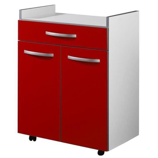 Harmony Meuble Bas Micro Ondes L 60 Cm Rouge Mat Achat Vente