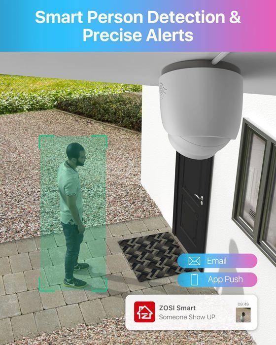 Kit Caméra Surveillance ZOSI 2.5K WiFi 8CH 4MP Avec Audio Et IA - 4 Caméras
