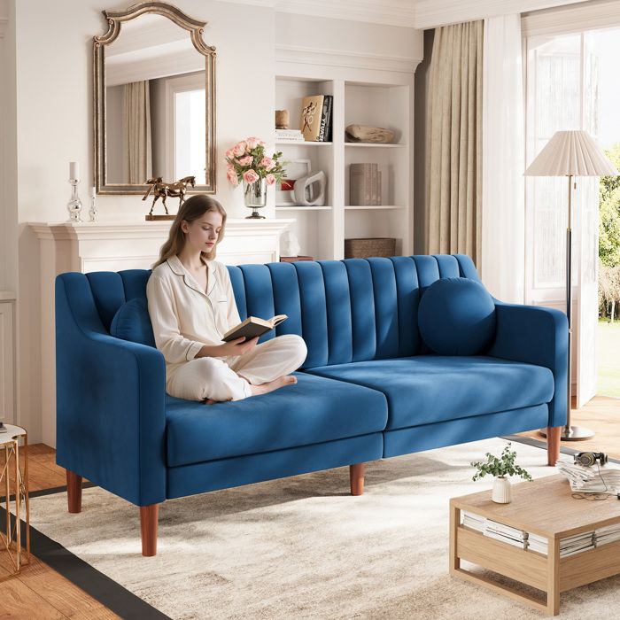 Canapé 3 Places Moderne - Home Sofa - Tissu Taupe Lessivable - Appui-tête Réglable