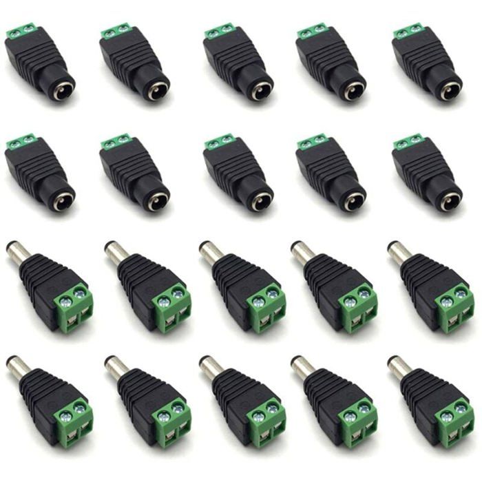 YIXISI 10 Pièces 5.5 x 2.1 mm Connecteurs Jack Filetés de Prise d'alimentation Femelle CC Kit