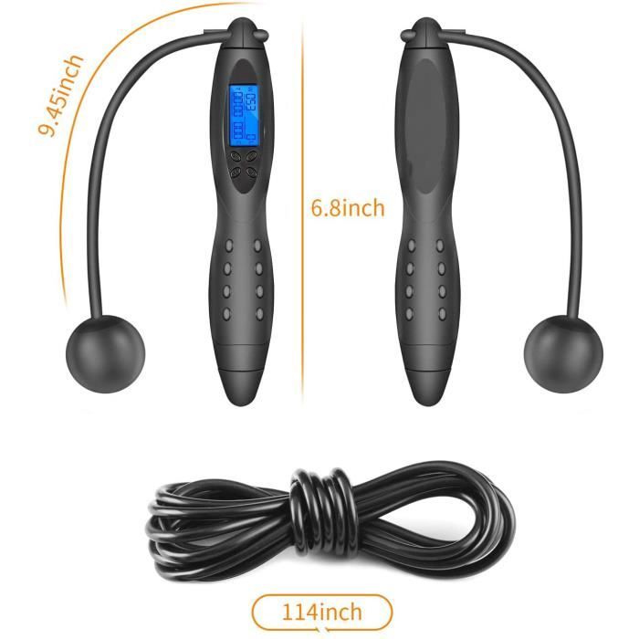 Corde à Sauter Sans Fil TOQIBO Avec Compteur De Calories – Blanc/gris – Neuf