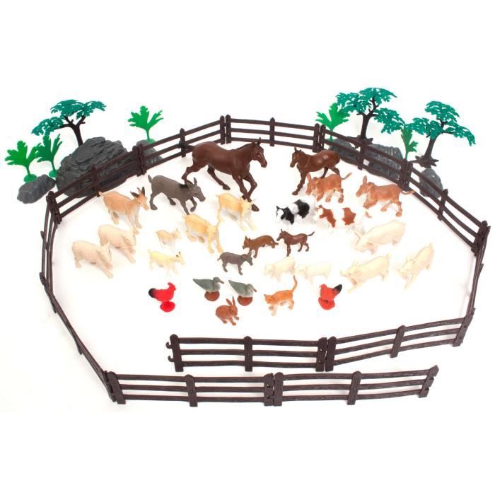 10x figurines d'animaux de ferme en plastique pour enfants - Ensembles de jeux