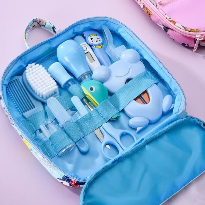 Kit De Soins Bébé 12 Pièces - Trousse Complète Avec Accessoires Hygiène Et Toilette - Sans BPA