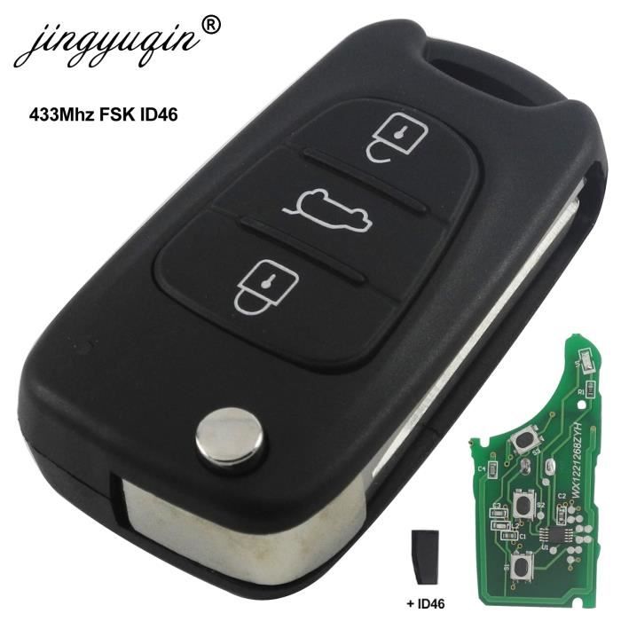 Coque clé,Jingyuqin pour Hyundai I20 I30 IX35 Avante 433Mhz ID46 puce 3  boutons pliable voiture télécommande - Type HY20 Blade - Cdiscount Auto