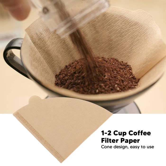 PAR - Filtre à café jetable Lot de 100 filtres à café coniques en papier de  rechange pour 1 à 2 tasses de filtres à café
