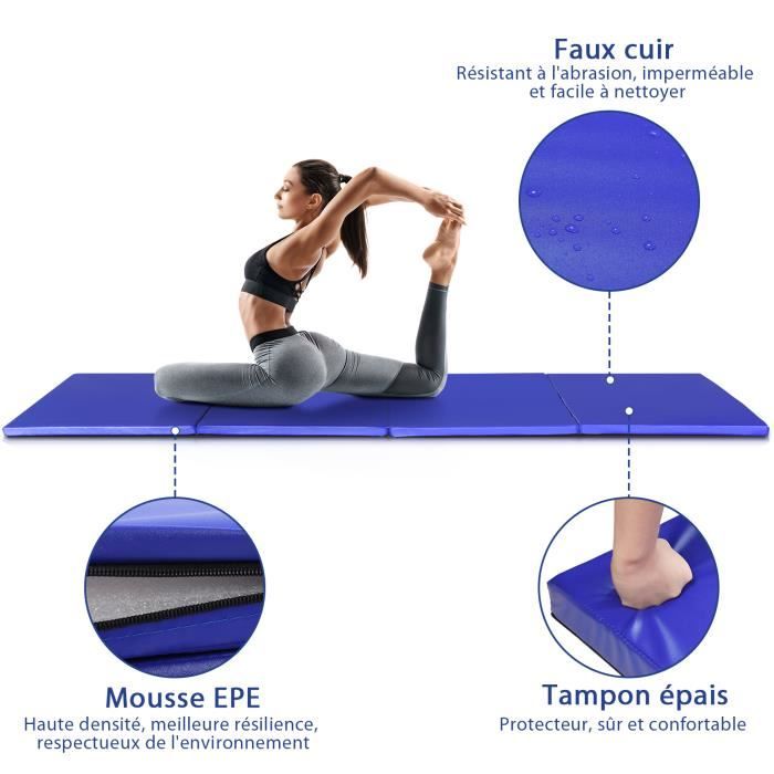 Good Nite Tapis de Yoga de Gymnastique de Exercice Fitness Tapis Fitness  Antidérapant de Sport de Pilates avec Sangle de Transport 183 x 61 x 0,6  cm(Bleu) : : Sports et Loisirs