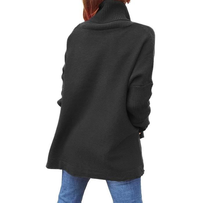 Hiver Pull Col Roulé en Maille Torsadée Style Irlandais Femme