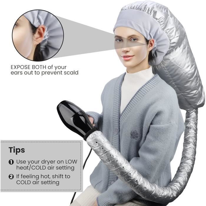FSWWSF Bonnet Chauffant 2 Pièces - Casque Sèche-Cheveux Portable Avec Cordon Réglable Pour Soin Capillaire