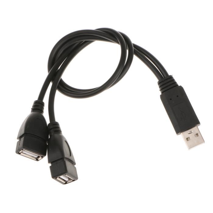 Câble Adaptateur USB 2.0 Mâle Vers Double USB Femelle Splitter Hub
