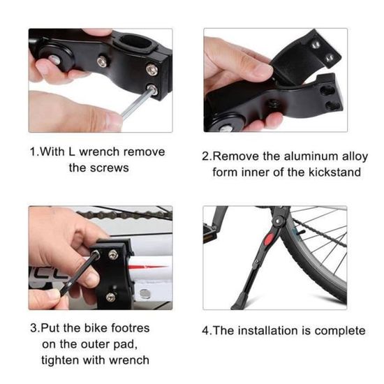 Béquille Latérale Vélo Réglable En Alliage D'Aluminium - Support Robuste Pour VTT Et Vélos (Noir)