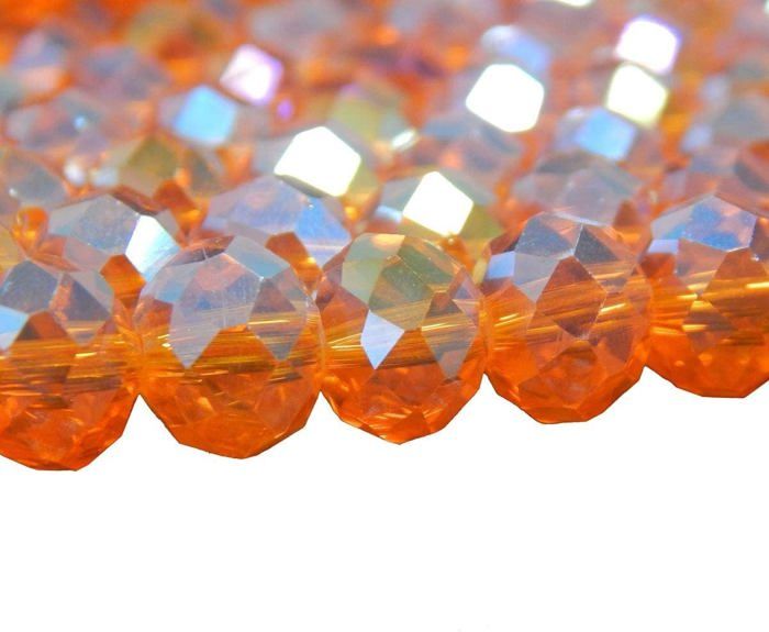 Lot De 85 Perles En Cristal De Bohème Facettées Couleur Pêche Ab - Occasion Fond De Stock