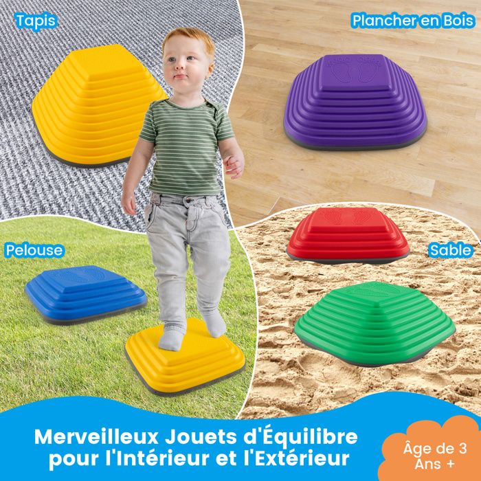 5 Pierres D'équilibre Empilables Enfant Avec Bord Tpe Parcours Motricite Enfant Ovale