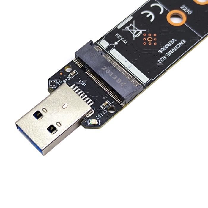 Adaptateur M.2 Vers USB 3.1 RIITOP - Lecteur SSD NVMe & SATA B+M Key 10Gbps