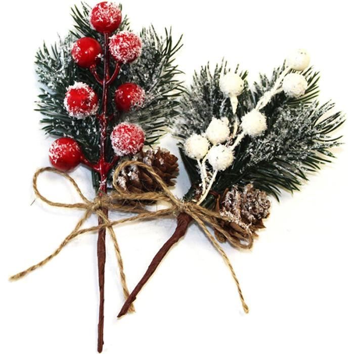 20 Branches Sapin Artificiel Avec Baies Rouges - Déco Noël, Mariage Hivernal, Centre De Table DIY - 4