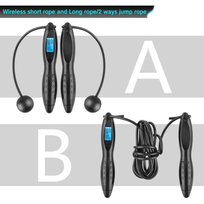 Corde à Sauter Connectée Avec Compteur LCD – Calories, Durée, Nombre De Sauts – Sans Fil Ou Filaire, Réglable, Antidérapante