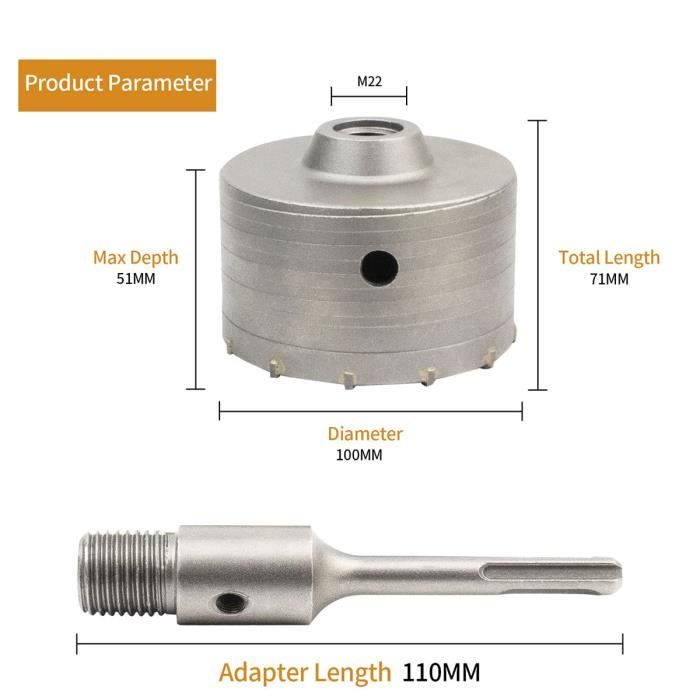 Scie à Cloche Trépan Béton avec Adaptateur 110 mm, Pour Brique Béton — free download