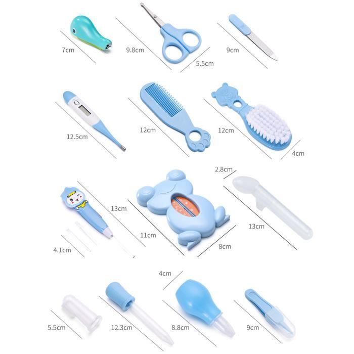 Trousse De Soin Bébé VIZION+ - Kit Naissance Complet 13 Accessoires (thermomètre, Mouche-bébé, Brosse Bois, Coussinets Allaitement) - 2