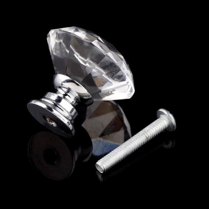Poignées Cristal 30mm - Lot De 10 Boutons Transparents Avec Vis - Pour Meubles Et Portes