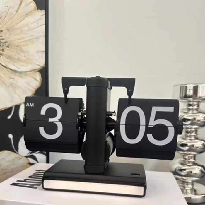 banapoy Horloge de Bureau à Bascule, Horloge à Bascule rétro Vintage, Horloge mécanique Affichage numérique Automatique, Horloge Table Bascule, pour la décoration de la Maison et du
