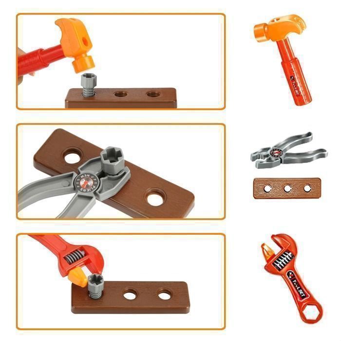 Hyrenee Boîte à Outils Jouet Enfant 45 Pièces Avec Perceuse Électrique - Jeu D'Imitation Bricolage Pour 3-8 Ans