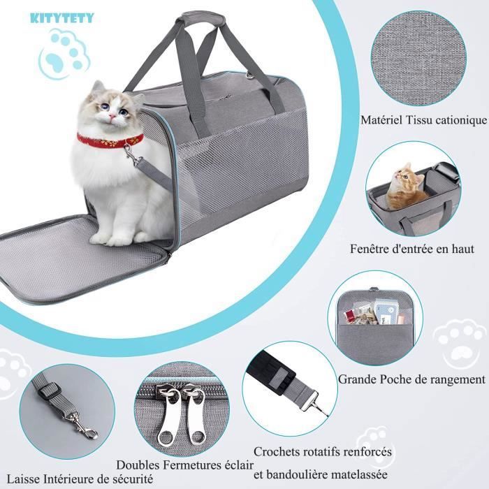 Sac de Transport pour Chat Chien Animal avec Bandoulière Réglable