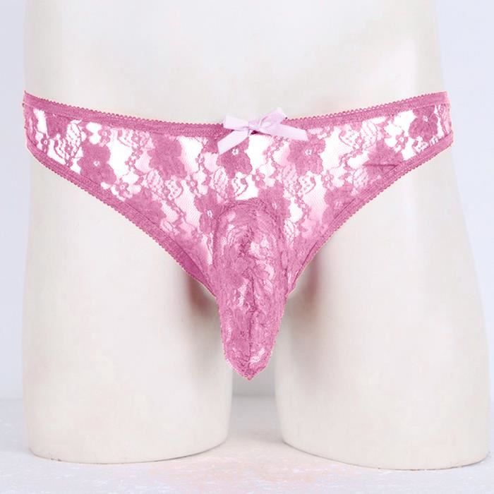 Culotte en dentelle florale semi transparente Sasaquoy Slip sexy lingerie homme Rose Rose Cdiscount Pret a Porter