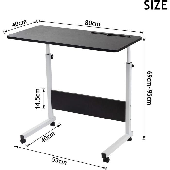 Table de Lit Mobile Table de Lit Mobile 40 x 80 x 75 CM, tablette pour  Ordinateur, solide, et durable - Cdiscount Maison