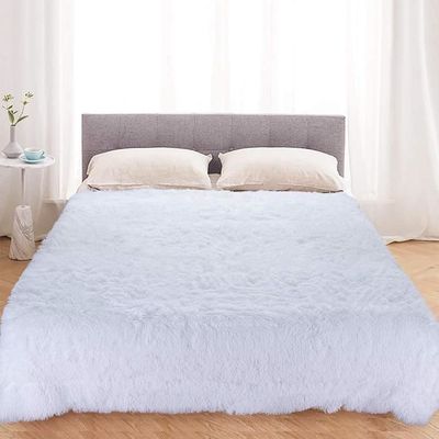 Plaid Polaire & Sherpa Double Face 150x200 Cm - Carreaux Vert/Blanc - Couverture Canapé Ultra Douce - Pour Intérieur & Extérieur - 2